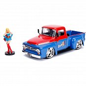 DC Bombshells Diecast Model Hollywood Rides 1/24 1956 Ford F100 with Super Girl Figure --- DAMAGED PACKAGING