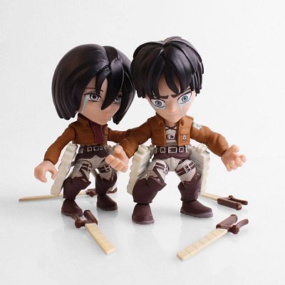 Attack on Titan Action Figure 2-Pack Eren & Mikasa (Crying) SDCC 2017 8 cm --- DAMAGED PACKAGING