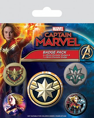 Captain Marvel Pin Badges 5-Pack Patches