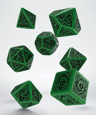 Celtic 3D Revised Dice Set green & black (7)
