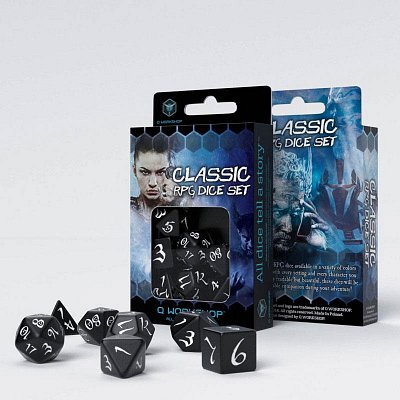 Classic RPG Dice Set black & white (7)