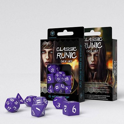 Classic RPG Runic Dice Set purple & white (7)