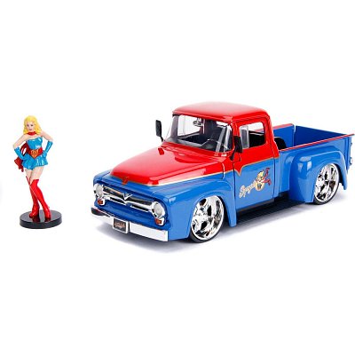 DC Bombshells Diecast Model Hollywood Rides 1/24 1956 Ford F100 with Super Girl Figure --- DAMAGED PACKAGING