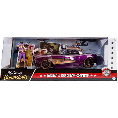 DC Bombshells Diecast Model Hollywood Rides 1/24 1957 Chevy Corvette with Batgirl Figure