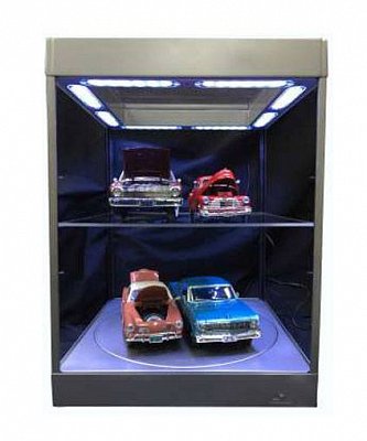 Display Case with Lighting for Model Cars (silver)