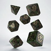 Dragons Dice Set bottle green & gold (7)