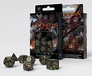 Dragons Dice Set bottle green & gold (7)