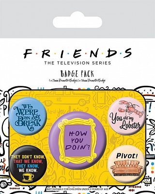 Friends Pin Badges 5-Pack Quotes