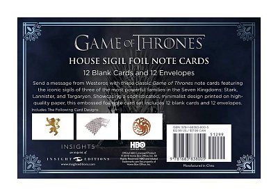 Game of Thrones Foil Note Cards 12-Pack House Sigil 89 x 132 mm