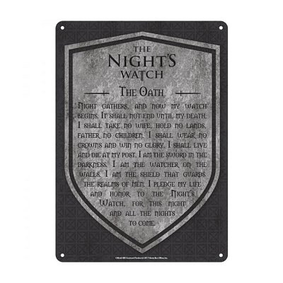 Hra o trůny Cínová cedule Noční Hlídky, 21 x 15 cm