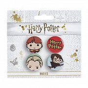 Harry Potter Cutie Button Badge 4-Pack Ron & Draco & Harry Broom