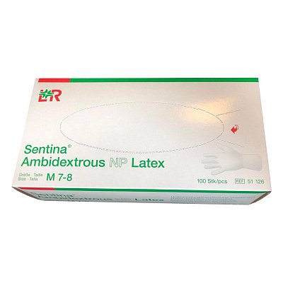 L&R Sentina Ambidextrous NP Latex Examination Gloves Size M (7-8) (100 Pieces)