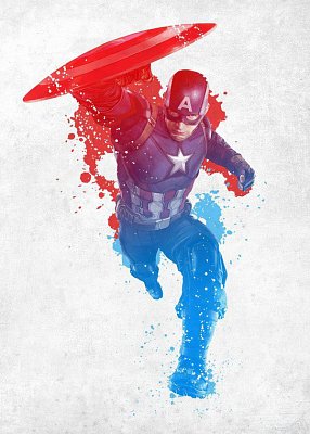 Marvel Comics Metal Poster Civil War Red White and Blue Cap America 10 x 14 cm