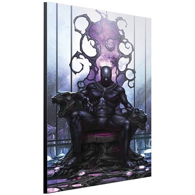 Marvel dřevěné nástěnné dílo, Black Panther on Throne by In-Hyuk Lee, 24 x 36,5 cm