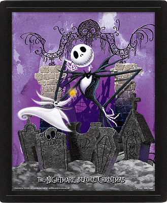 Nightmare before Christmas Framed 3D Lenticular Poster Pack Graveyard 26 x 20 cm (3)