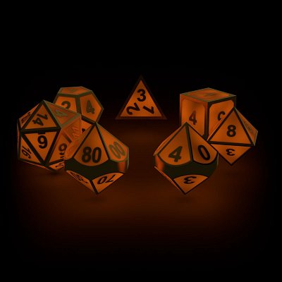 Oakie Doakie Dice RPG Set Metal Glow in the Dark - Golden Princess (7)