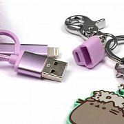 Pusheen USB Charging Cable 3in1 with Keychain Pom Pom