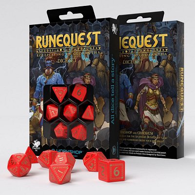 RuneQuest Dice Set red & gold (7)