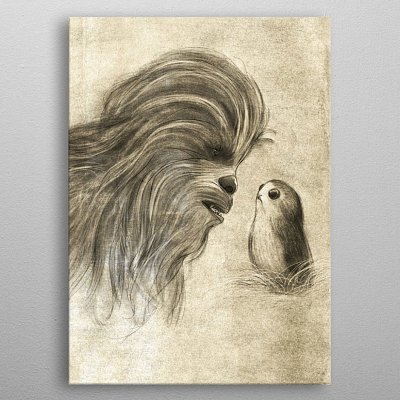 Star Wars Metal Poster Last Jedi Sketches Chewie & Porg 10 x 14 cm