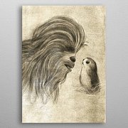 Star Wars Metal Poster Last Jedi Sketches Chewie & Porg 32 x 45 cm