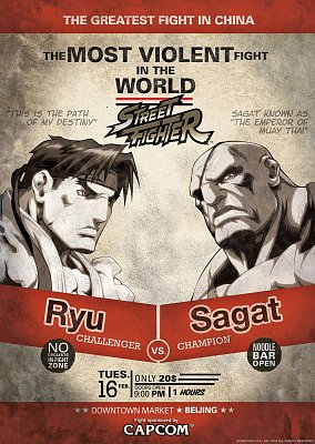 Street Fighter Art Print Ryu vs. Sagat 42 x 30 cm