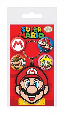 Super Mario Rubber Keychain & Badge Set Mario