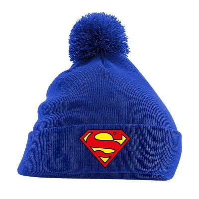 Superman Pom Pom Beanie Logo blue