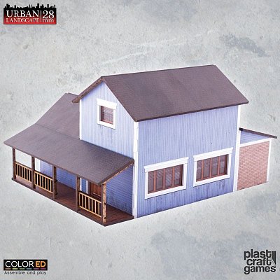 Urban Landscape ColorED Miniature Gaming Model Kit 28 mm Suburban Blue House