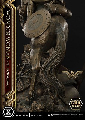 Socha Wonder Woman Wonder Woman na koni zlaté provedení 138 cm
