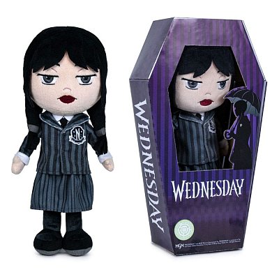Měkká plyšová figurka Wednesday ve velikosti 32 cm v různých provedeních s rakví (6 kusů)